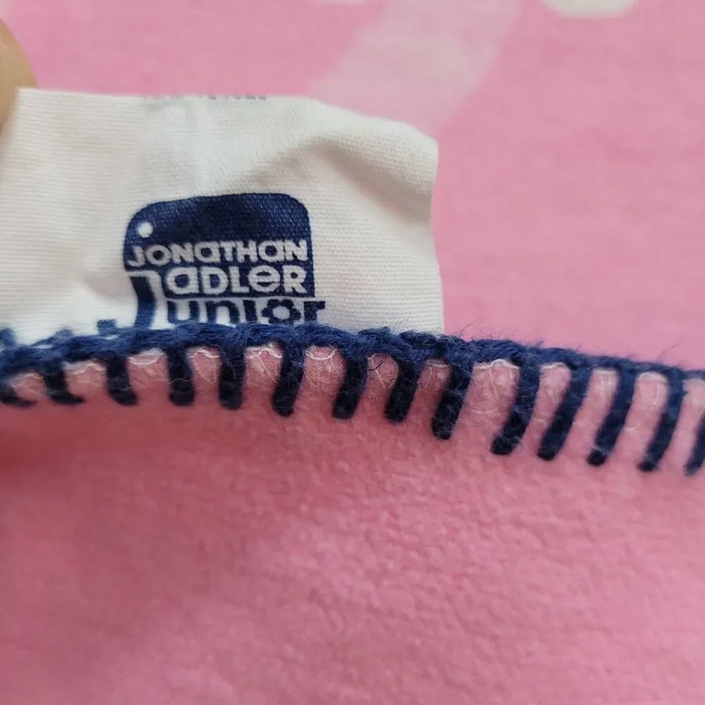 Two Jonathan Adler Junior Cotton‎ Flannel Animal Baby Child Blanket Pink White